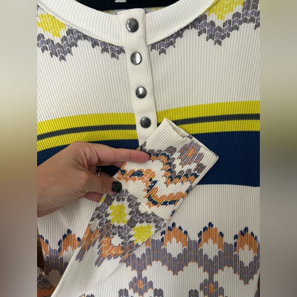 NWOT Free People Movement Rally Printed Layer Henley Top - Picture 6 of 6